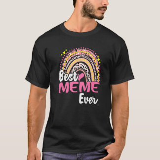 T-shirt Meilleur Mème Jamais Drôle Léopard Rose Rainbow Mè