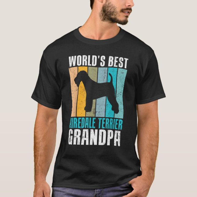T-shirt Meilleur monde Airedale Terrier Grand-père (Devant)