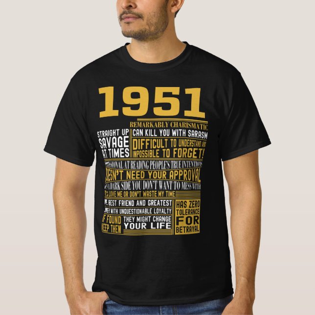 T-shirt Meilleur né en 1951 Faits pour les hommes, les fem (Devant)