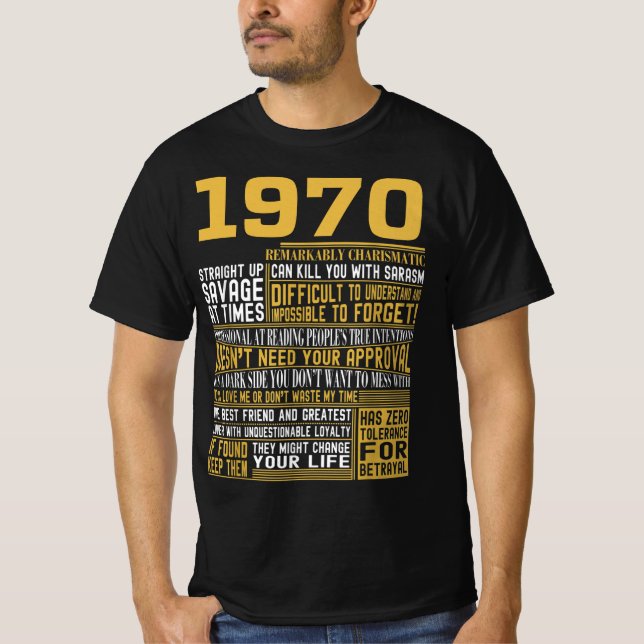 T-shirt Meilleur né en 1970 Faits pour les hommes, les fem (Devant)
