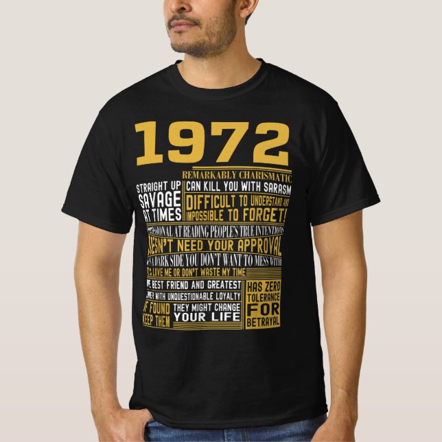 T-shirt Meilleur né en 1972 Faits pour les hommes, les fem (Devant)