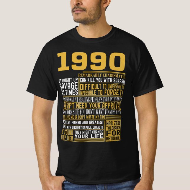 T-shirt Meilleur né en 1990 Faits pour les hommes, les fem (Devant)