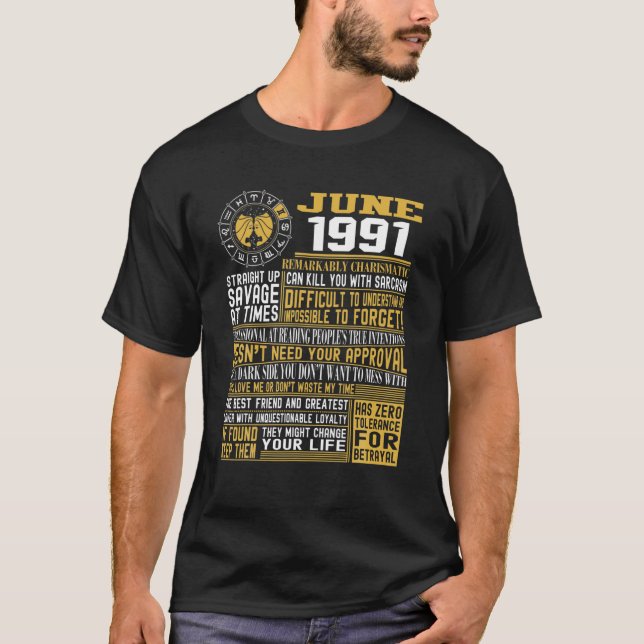 T-shirt Meilleur Né Juin 1991 Gemini Signes Zodiac 30E Nai (Devant)