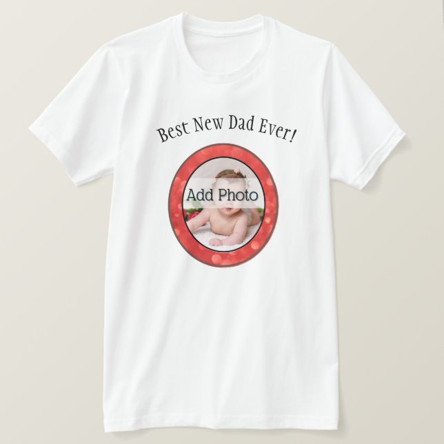 T-shirt Meilleur nouveau père Père Famille Photo Cadres de (Design devant)