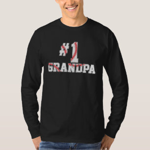 T-shirt Meilleur Numéro 1 1 Papy Baseball Vintage Détresse