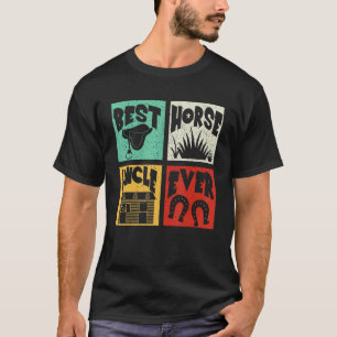 T-shirt Meilleur Oncle Cheval Mignon Rétro Vintage Fermier