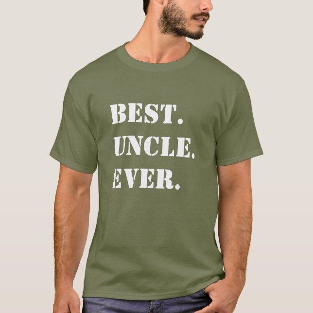 T-shirt Meilleur. Oncle. Jamais. Crayon blanc sur vert (Devant)