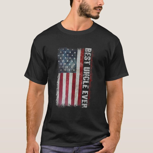 T-shirt Meilleur Oncle Jamais Fête des pères Drapeau Améri (Devant)