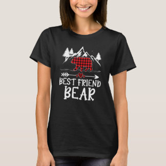 T-shirt Meilleur ours d'amie Pyjama de Noël Rouge Carreaux
