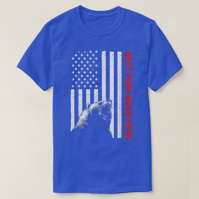 T-shirt Meilleur Ours Popo jamais USA American Flag Fête d (Design devant)
