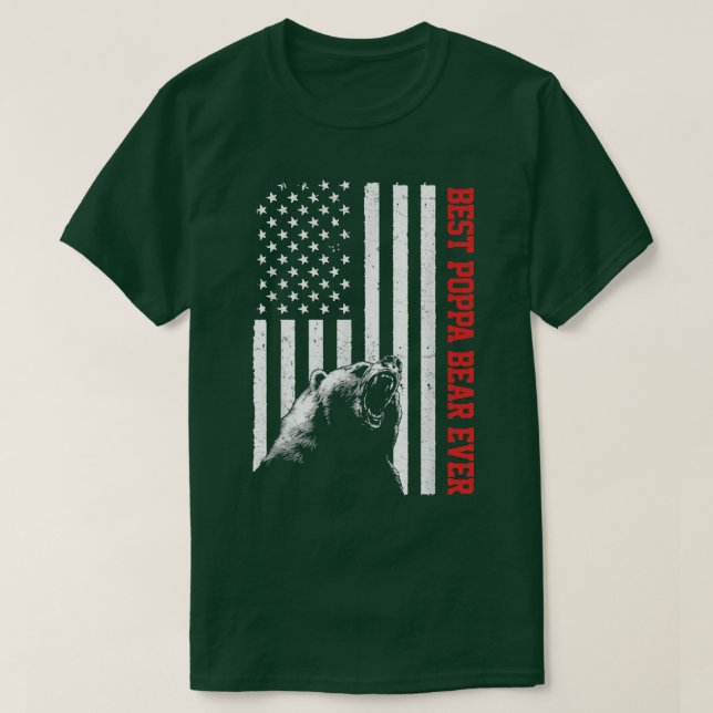 T-shirt Meilleur Ours Poppa Jamais USA Da père du drapeau  (Design devant)