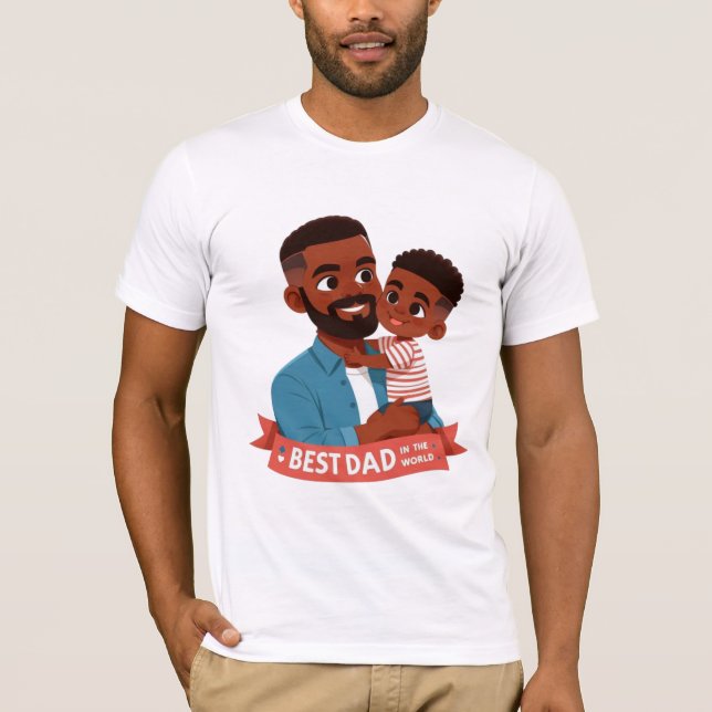 T-shirt Meilleur papa au monde - Famille afro-américaine (Devant)