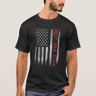 T-shirt Meilleur Papa Avec Le Drapeau Américain Pour La Fê