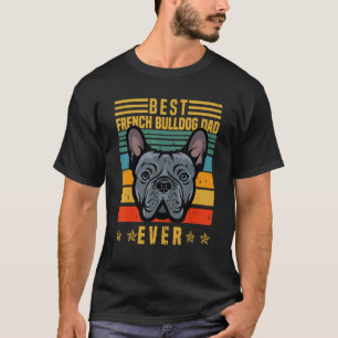 T-shirt Meilleur Papa Bouledogue Français Vintage Rétro Av
