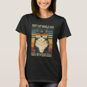 T-shirt Meilleur Papa Célibataire de Chat Retro Vintage Pa