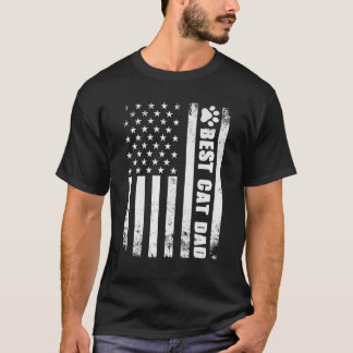 T-shirt Meilleur Papa Chat Américain Drapeau Américain Cha