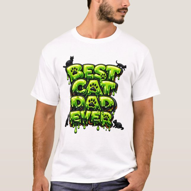 T-shirt Meilleur Papa Chat Bold Design Slime Chat 3D (Devant)