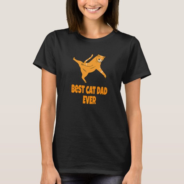 T-shirt Meilleur Papa Chat du Monde avec un Chaton Orange (Devant)