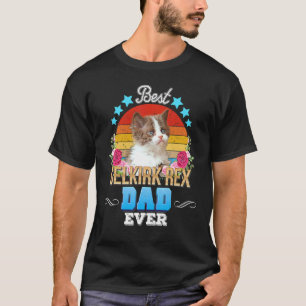 T-shirt Meilleur Papa Chat du Monde Selkirk Rex Floral Rét
