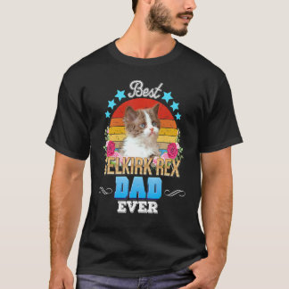T-shirt Meilleur Papa Chat du Monde Selkirk Rex Floral Rét