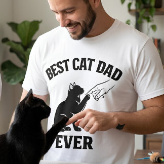 T-shirt Meilleur Papa Chat Noir et Taper du Doigt