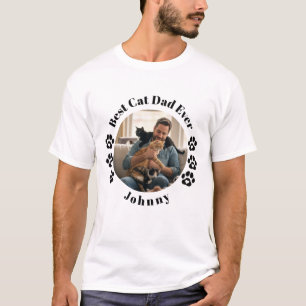 T-shirt Meilleur Papa Chat Personnalisé Photo Cadeau Papa 