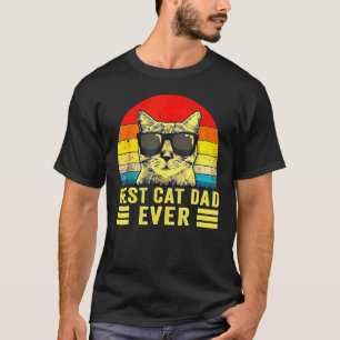 T-shirt Meilleur Papa Chat Rétro Vintage Bump Fit Fête des
