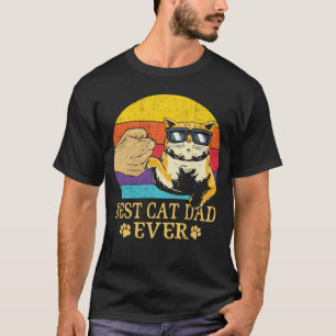 T-shirt Meilleur Papa Chat Vintage Fist Bump De Patte Fête