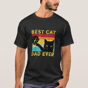T-shirt Meilleur Papa Chat Vintage Fist Bump Papa Chat