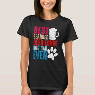 T-shirt Meilleur Papa Chien Amoureux Bière Barbu Hommes Fê