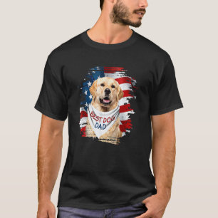 T-shirt Meilleur Papa Chien Retriever Doré Mignon Drapeau