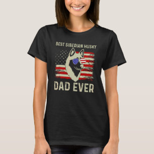 T-shirt Meilleur Papa Chien Usa Drapeau Papa Blague Siberi