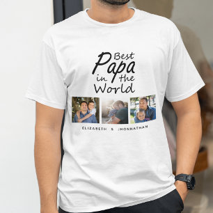 T-shirt Meilleur Papa dans le monde moderne Père Photo Col