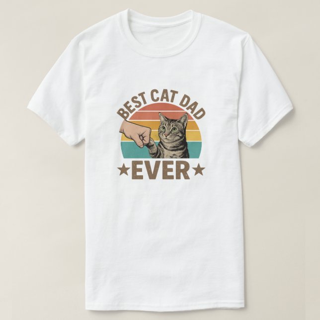 T-shirt meilleur papa de chat  (Design devant)