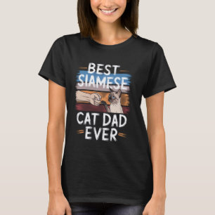 T-shirt Meilleur papa de chat siamois Fierté vintage anima