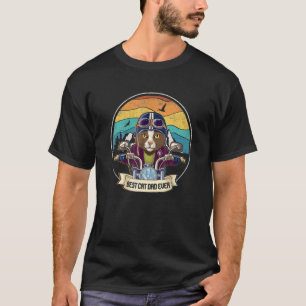 T-shirt Meilleur Papa de Chat Vintage Chaton à Moto Fa