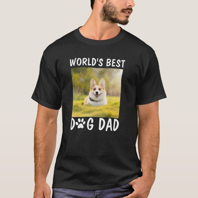 T-shirt Meilleur papa de chien au monde Photo personnalisé (Devant)