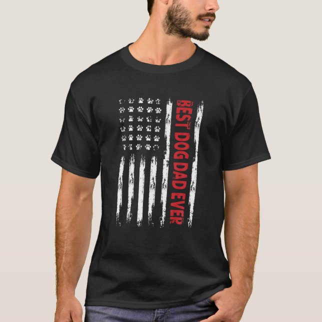 T-shirt Meilleur papa de chien jamais avec les États-Unis  (Devant)