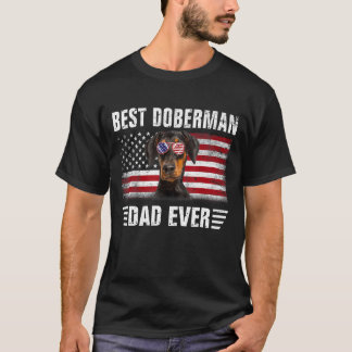 T-shirt Meilleur Papa Doberman Drapeau Américain P