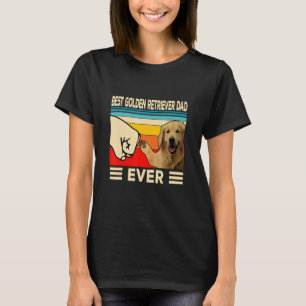 T-shirt Meilleur Papa Doré Pour Toujours Rétro Golden Retr