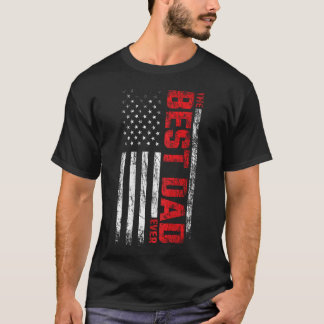 T-shirt Meilleur Papa - Drapeau Américain Au Dos - Meilleu