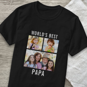 T-shirt Meilleur Papa du Monde 3 Collage de Photos Texte N