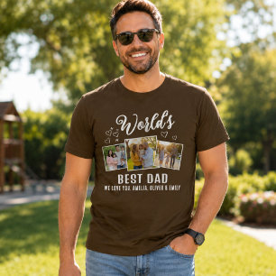 T-shirt Meilleur Papa du Monde Collage Photo Personnalisé