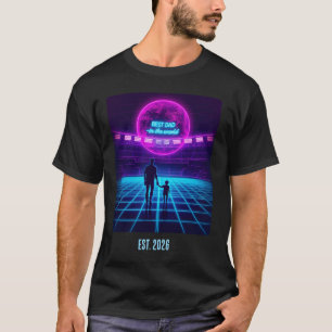 T-shirt Meilleur Papa Du Monde Cyberpunk Football Rétro