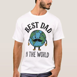 T-shirt Meilleur Papa du Monde Earth Moustache Shirt Desig