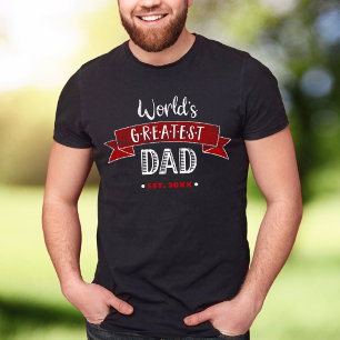 T-shirt Meilleur Papa du Monde Typographie en Distress Rou