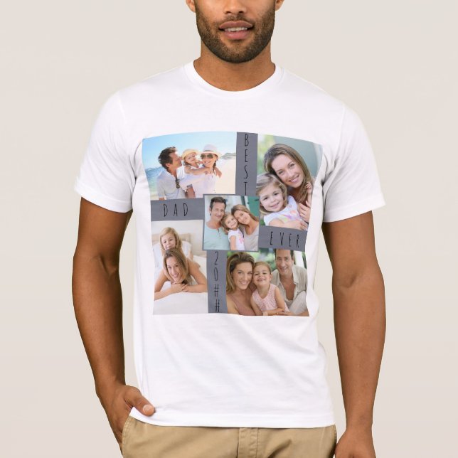 T-shirt Meilleur papa Ever 5 photo Collage photo de famill (Devant)