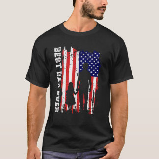 T-shirt Meilleur Papa Ever USA Drapeau Drôle Père Fête Pap