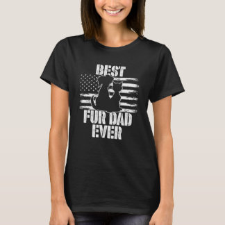 T-shirt Meilleur Papa Fur Ever Drapeau USA Meilleur Chien