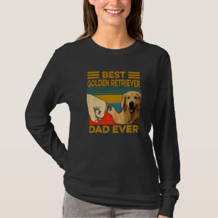 T-shirt Meilleur Papa Golden Retriever Vintage Rétro Chien